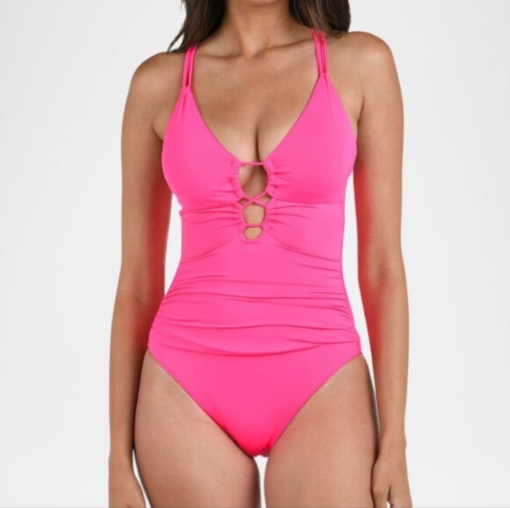 Island Goddess Underwire Lace Up- Bright Pink